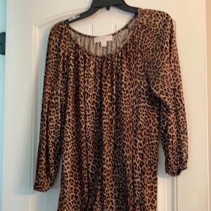 Michael Kors Leopard Peasant Blouse Size Medium